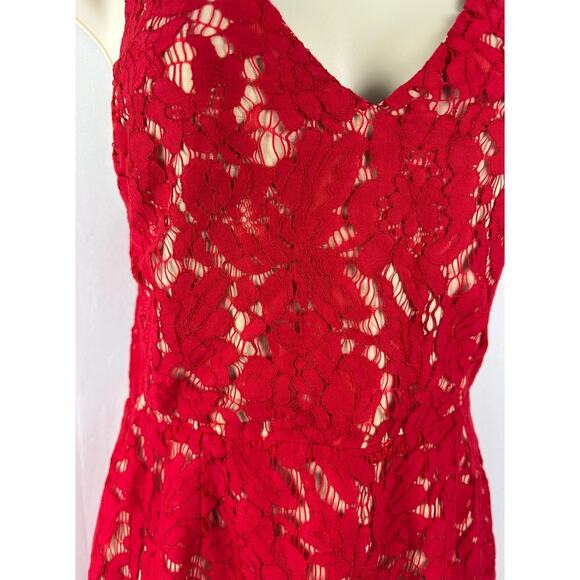 Lush Red Lace Bodycon Midi Dress L NWT Cocktail Holiday Party - Picture 3 of 7